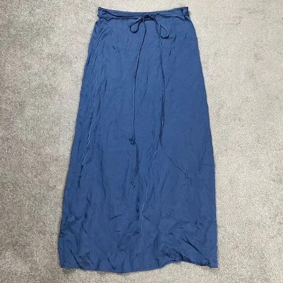 Michael Stars Women’s Small Blue Adjustable Tie Wrap Midi Skirt NWOT - Picture 3 of 5